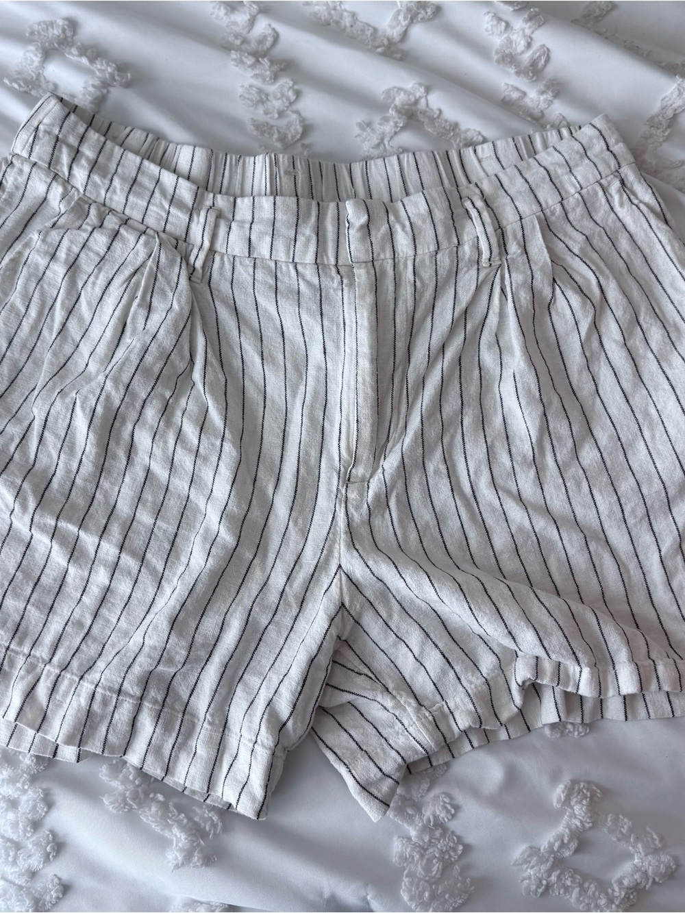 a new day White Shorts with Black Pinstripes - High Waist